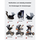 TPFLiving Kombi-Kinderwagen 3in1 Set - Modell 1 Stoff